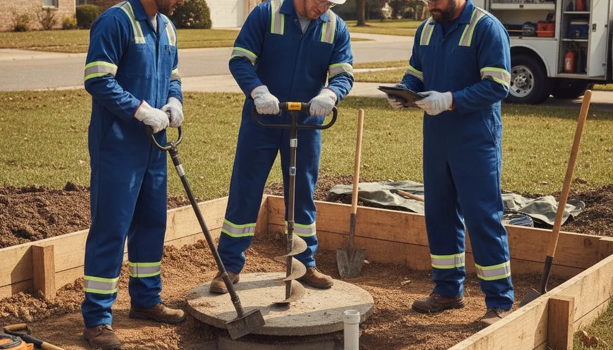 Septic repair technician inspecting San Jose, CA home plumbing system for On Call Plumbers